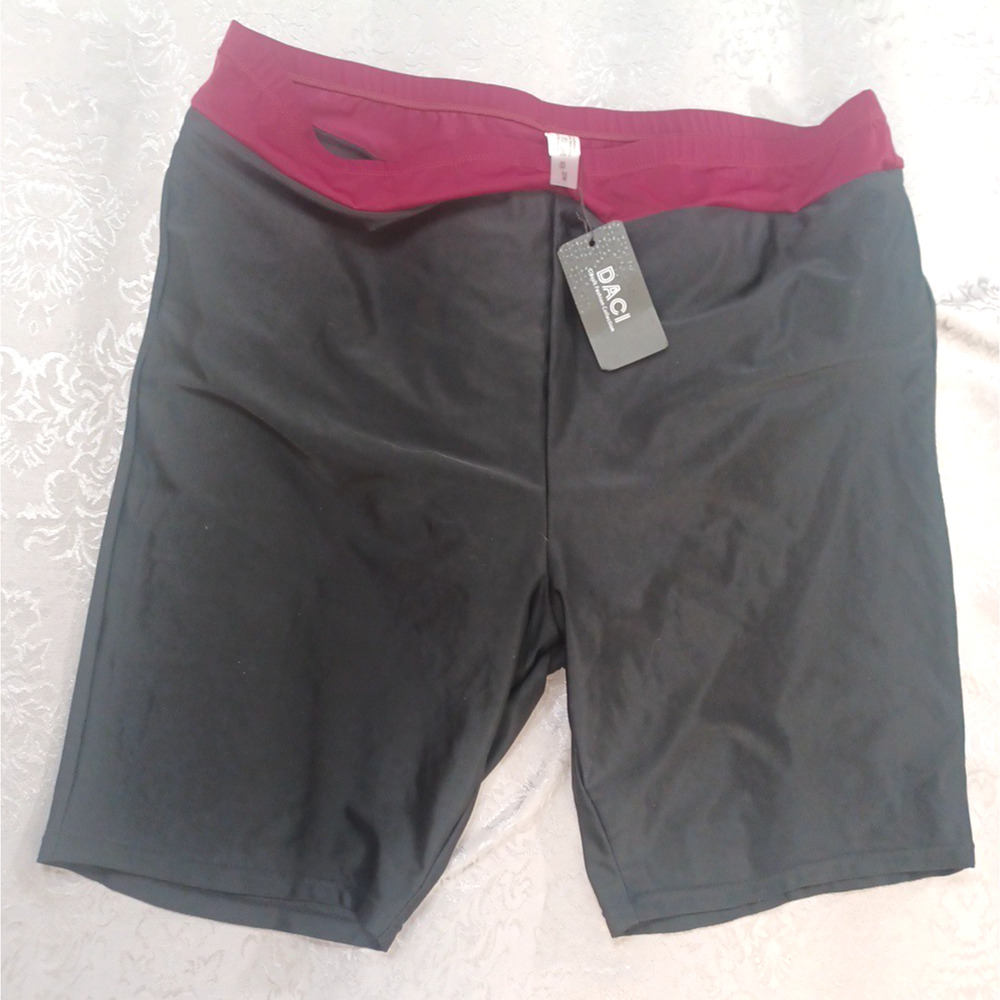 Daci Womens Black Athletic Lined Swim Shorts Sz 22W Stretch Pull On NEW